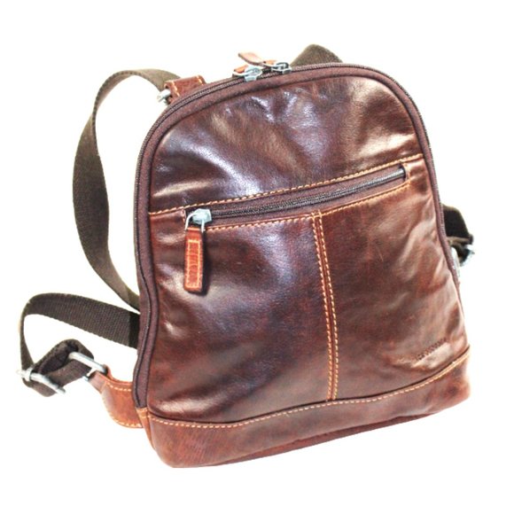 Jack Georges Voyager Chocolate Brown Leather Convertible Cross Body Backpack - Picture 1 of 7